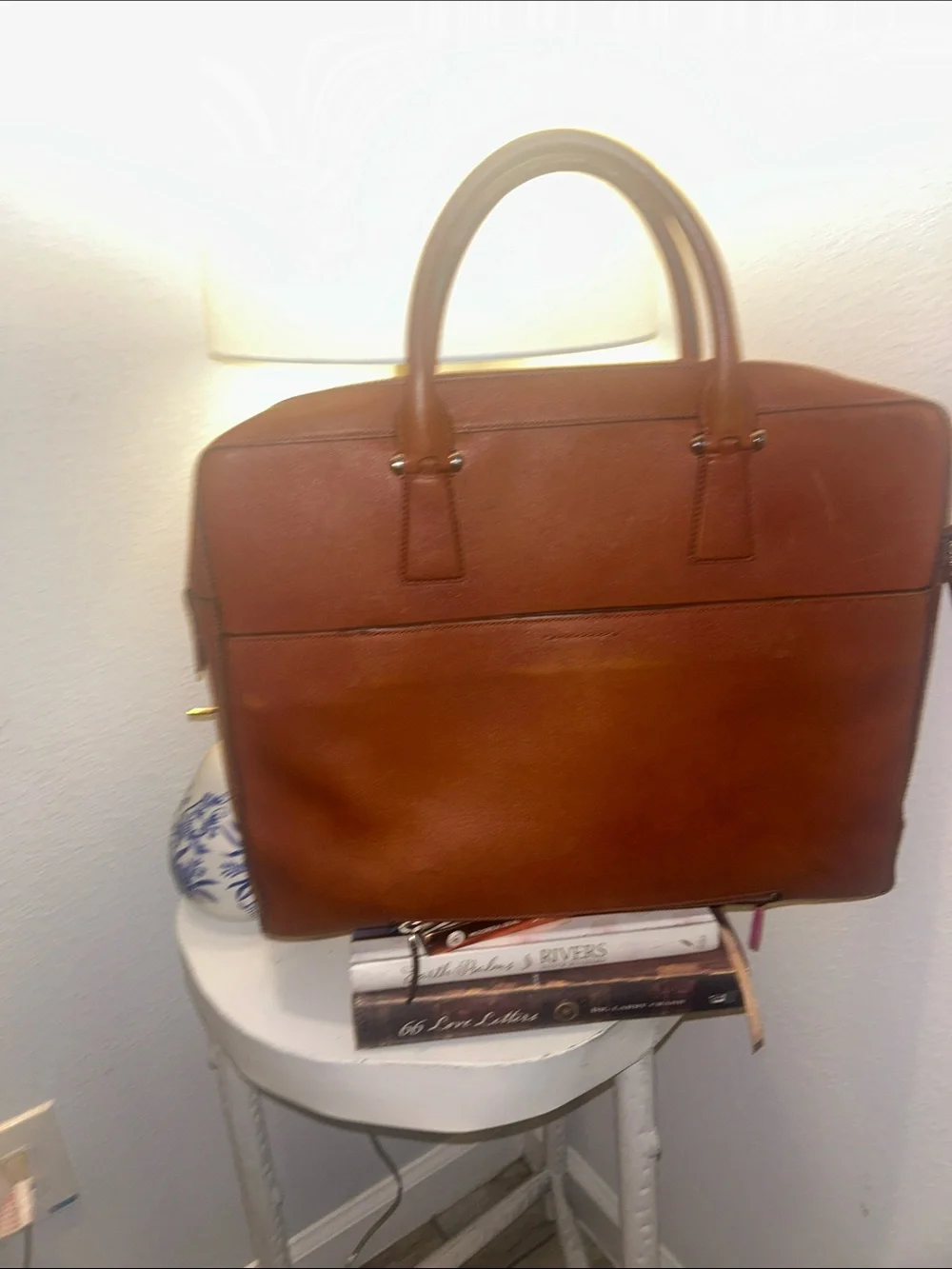 Cole Haan Cognac Leather Laptop Briefcase